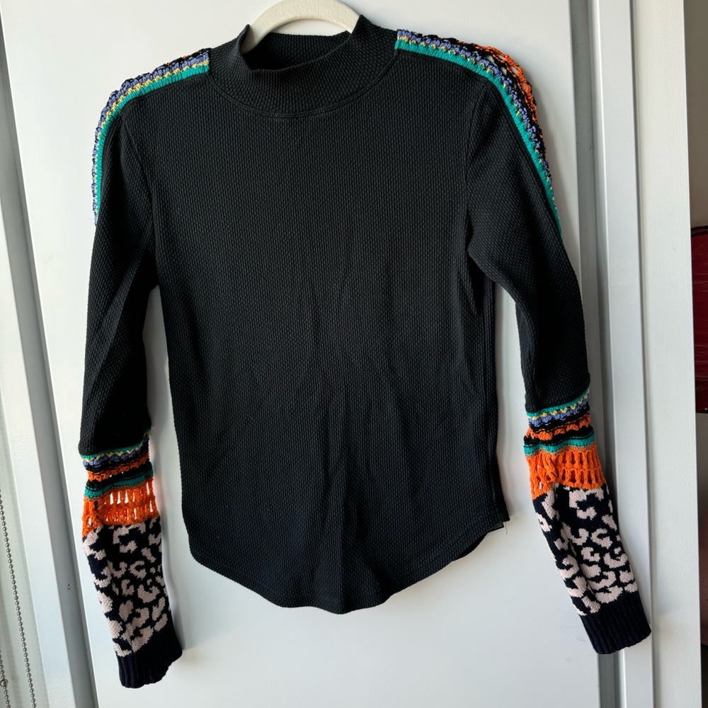 Free People Long Sleeve with Woven Sleeve Detail